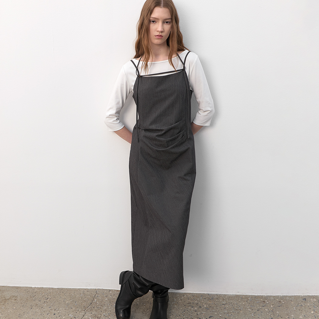 OP-6322)MULTI STRAP LAYERED SLEEVELESS DRESS | ファッション通販