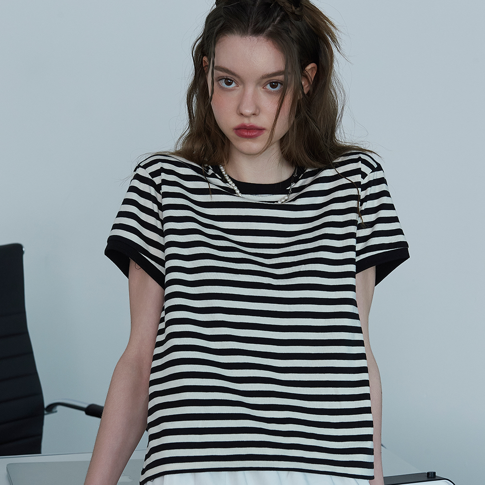 トップス Taitairenren Striped CROP Ringer Tee Black | ファッション通販サイト NUGU