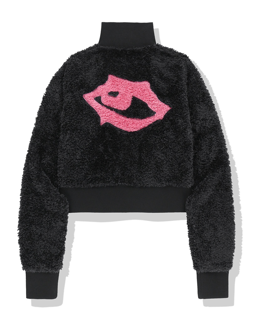 [nugu限定商品] W Chasm Eye High Neck Boucle Zip Up - Black
