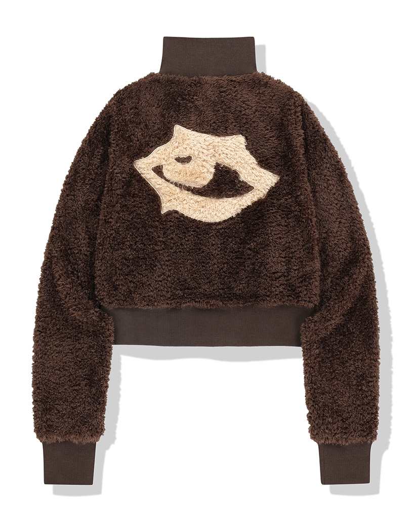 [nugu限定商品] W Chasm Eye High Neck Boucle Zip Up - Brown