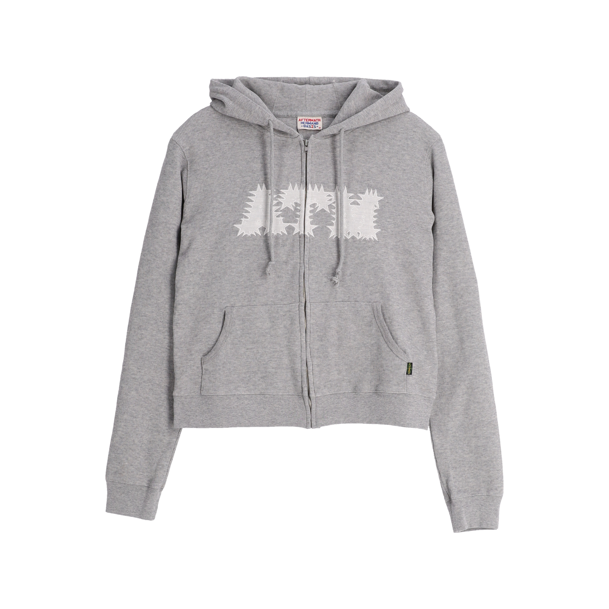 W STAR WAFFLE ZIP HOODIE GREY