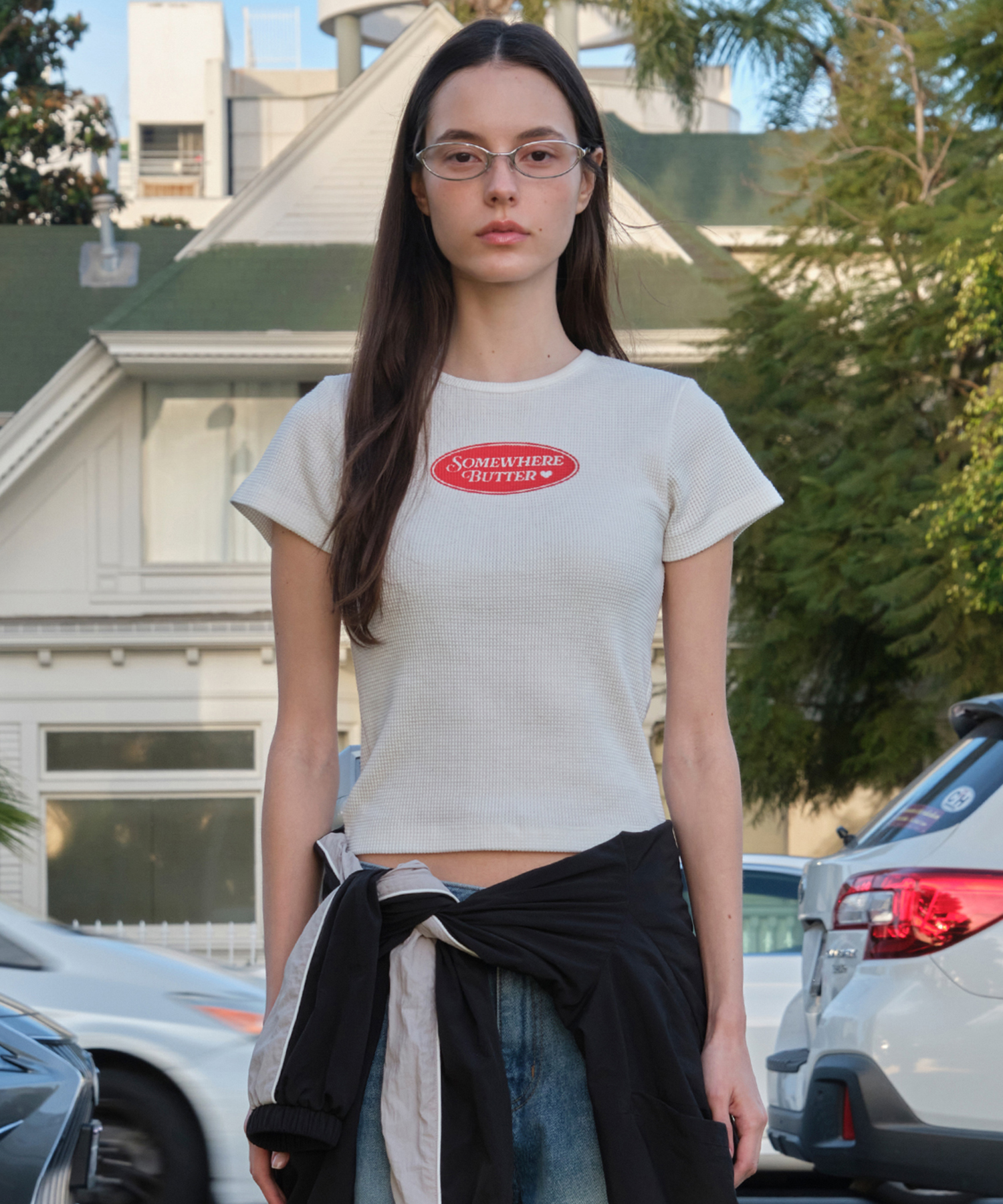 Waffle Oval Logo Top - Ivory