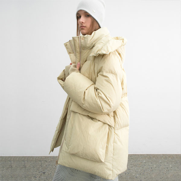 (JP-583)DUCK DOWN HOODY HALF PADDING