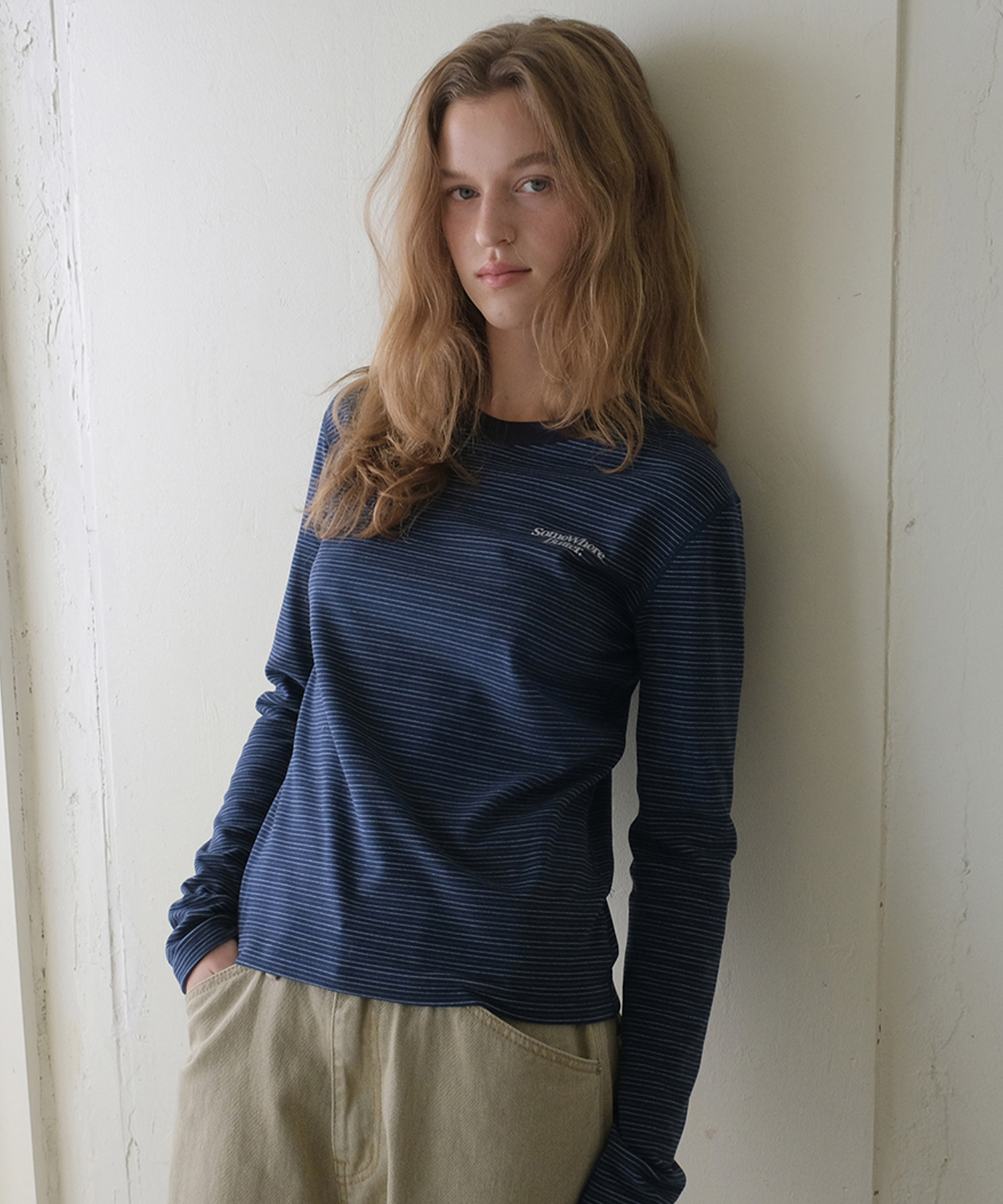 Warm Logo Stripe Top-navy