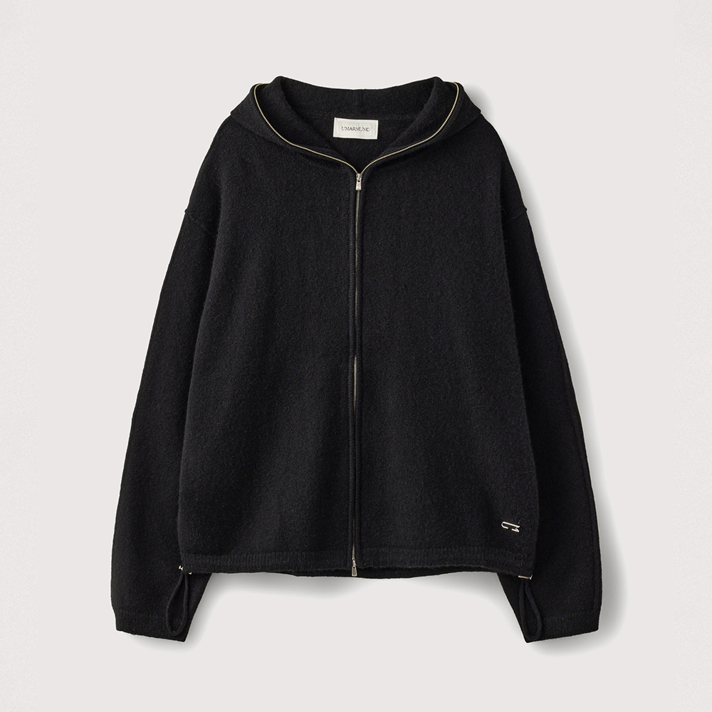 Wool Cashmere Hood Zip Up Jacket_Black