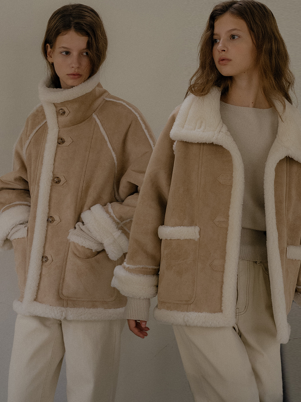 High-neck line wool shearling mustang [TIWT03MU01]_2color