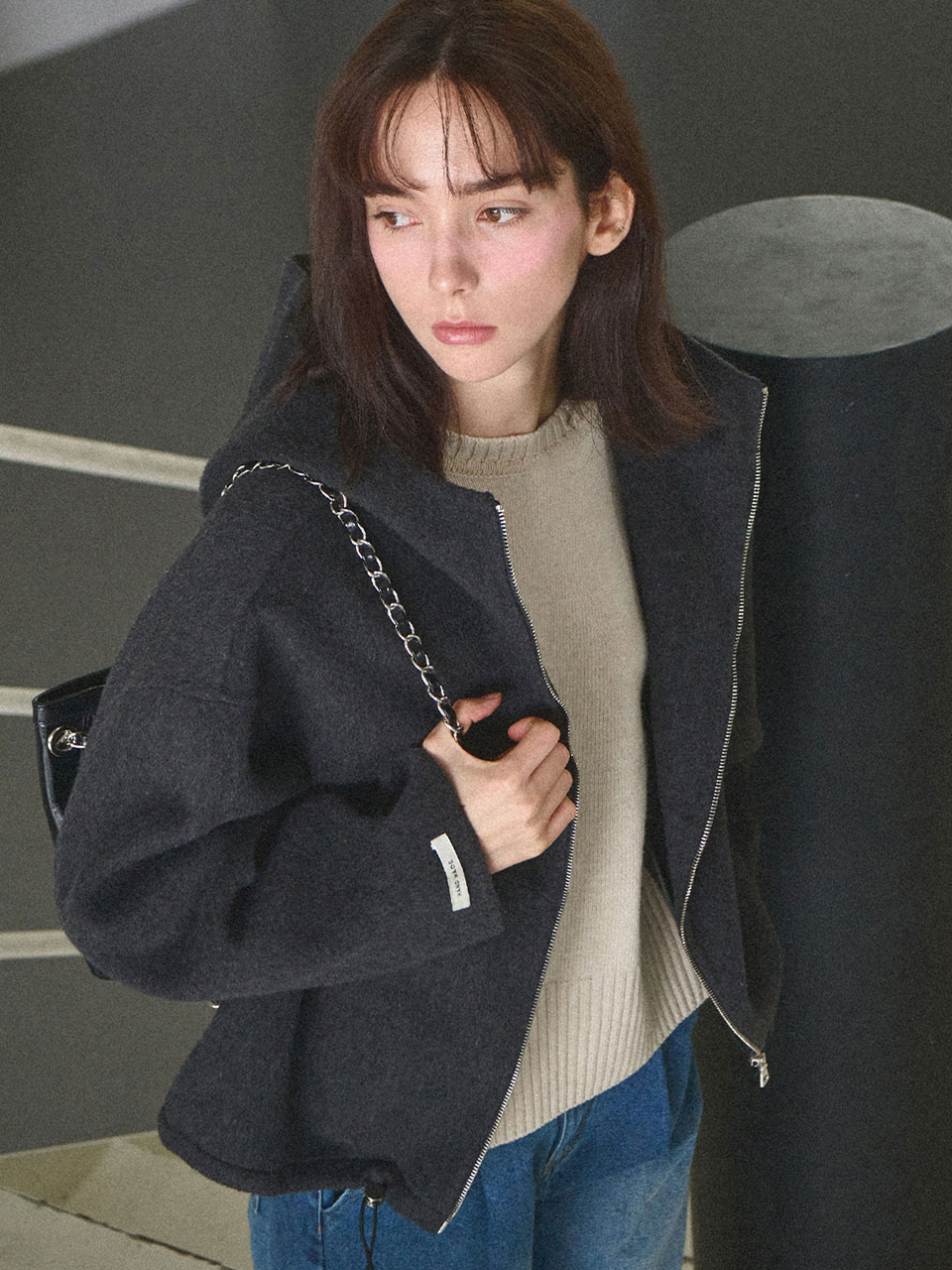 [5th reorder] Urban hooded handmade coat - Charcoal