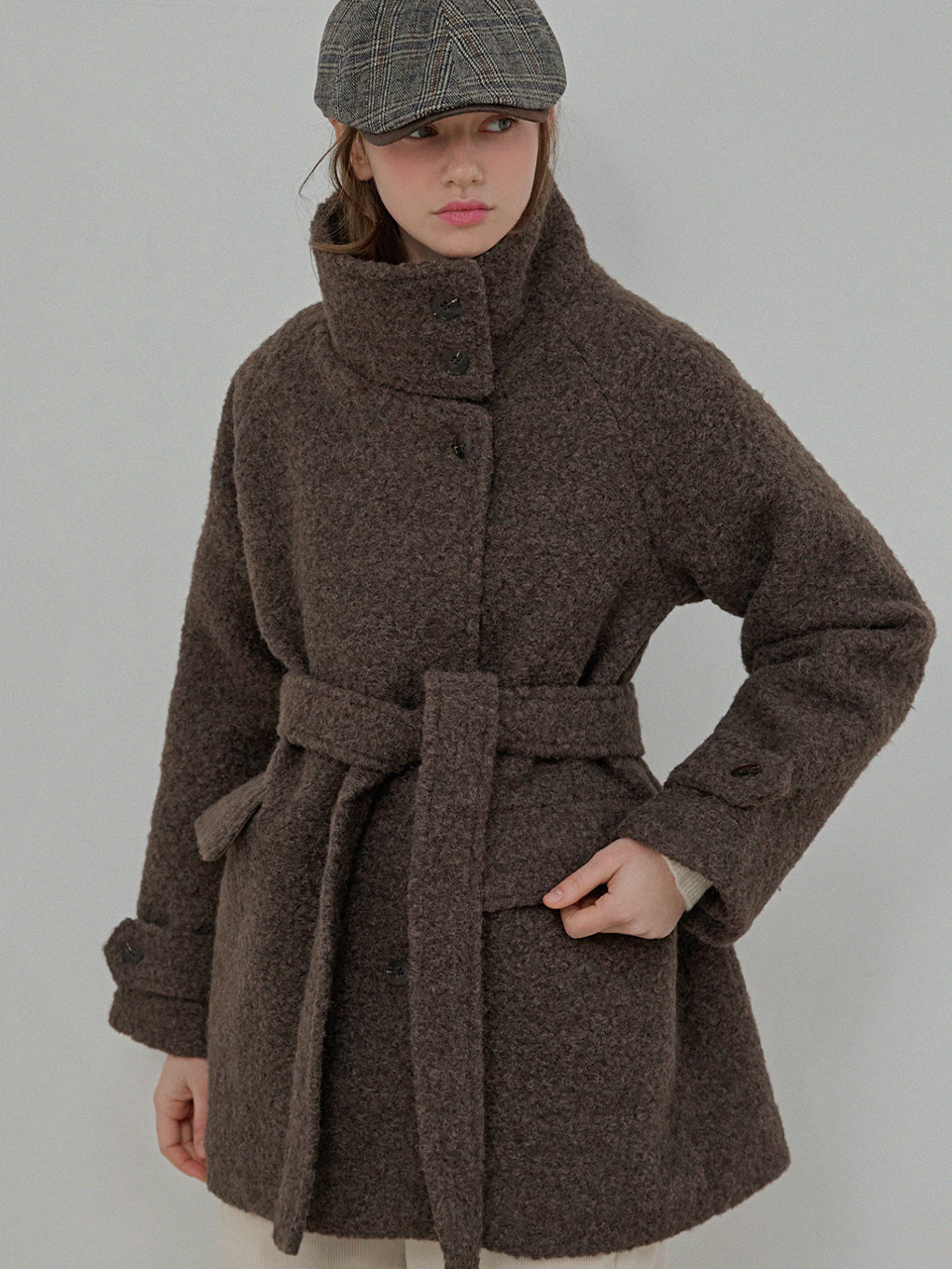 [5th reorder][Quilting ver.] Neutral mood boucle coat - Brown