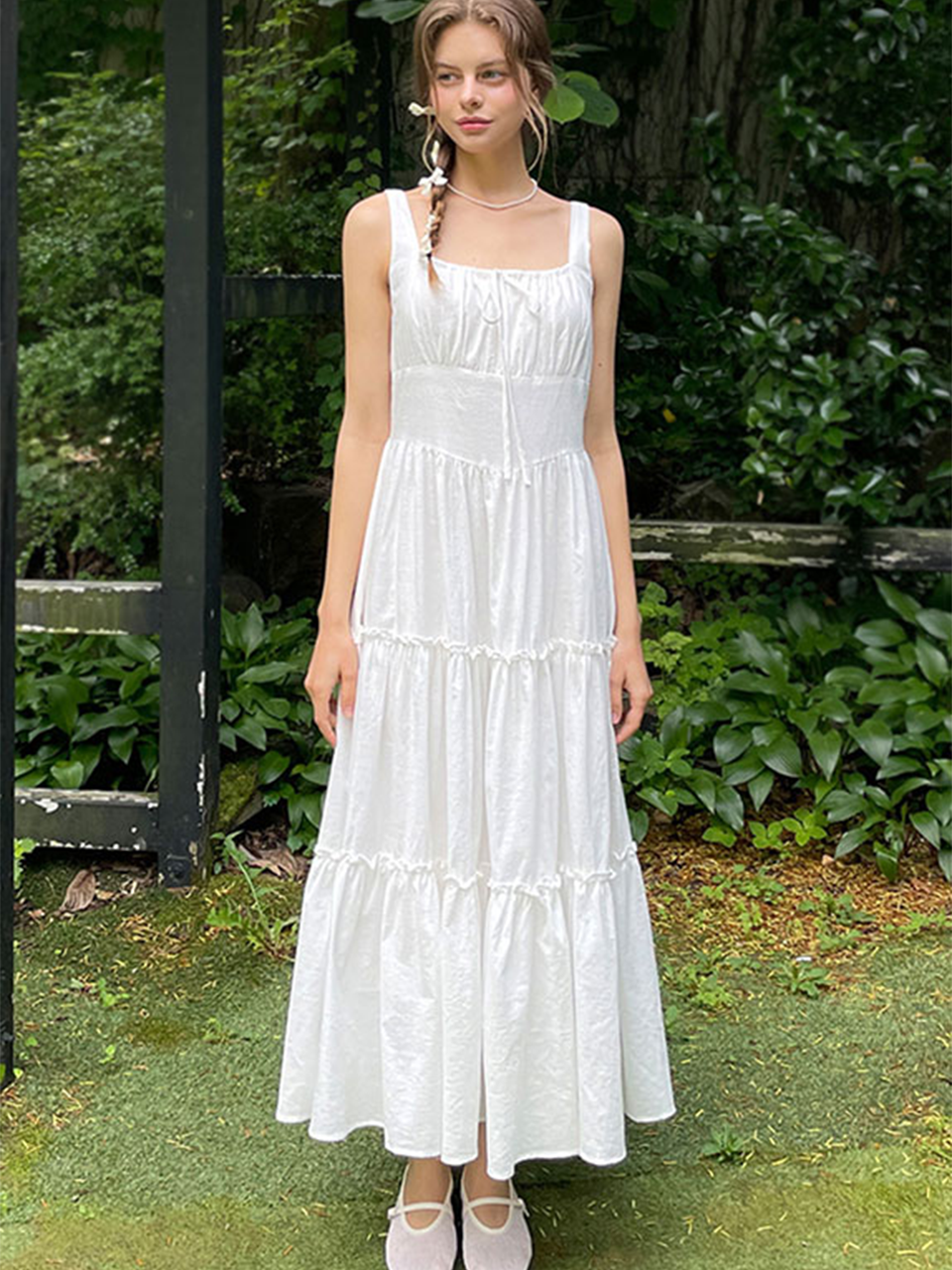 [KARINA PICK] Ribbon shirring sleeveless dress_2 Colors