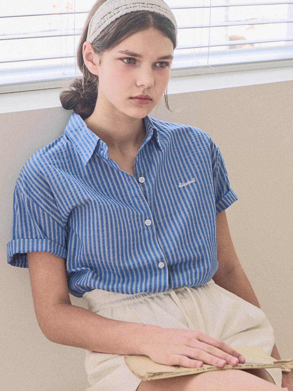 [3rd] Nover stripe half shirt_2 Colors