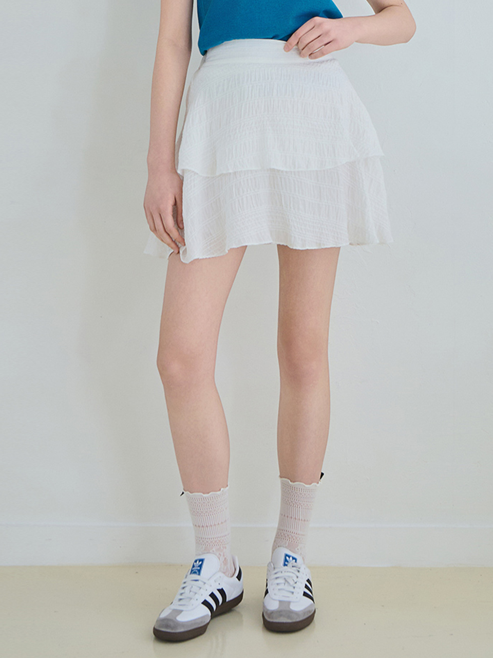 Eyelet tiered mini skirt_2 Colors