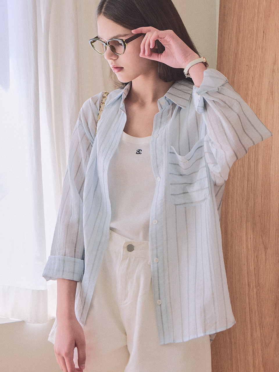[3rd] Nube tencel stripe shirt_2 Colors