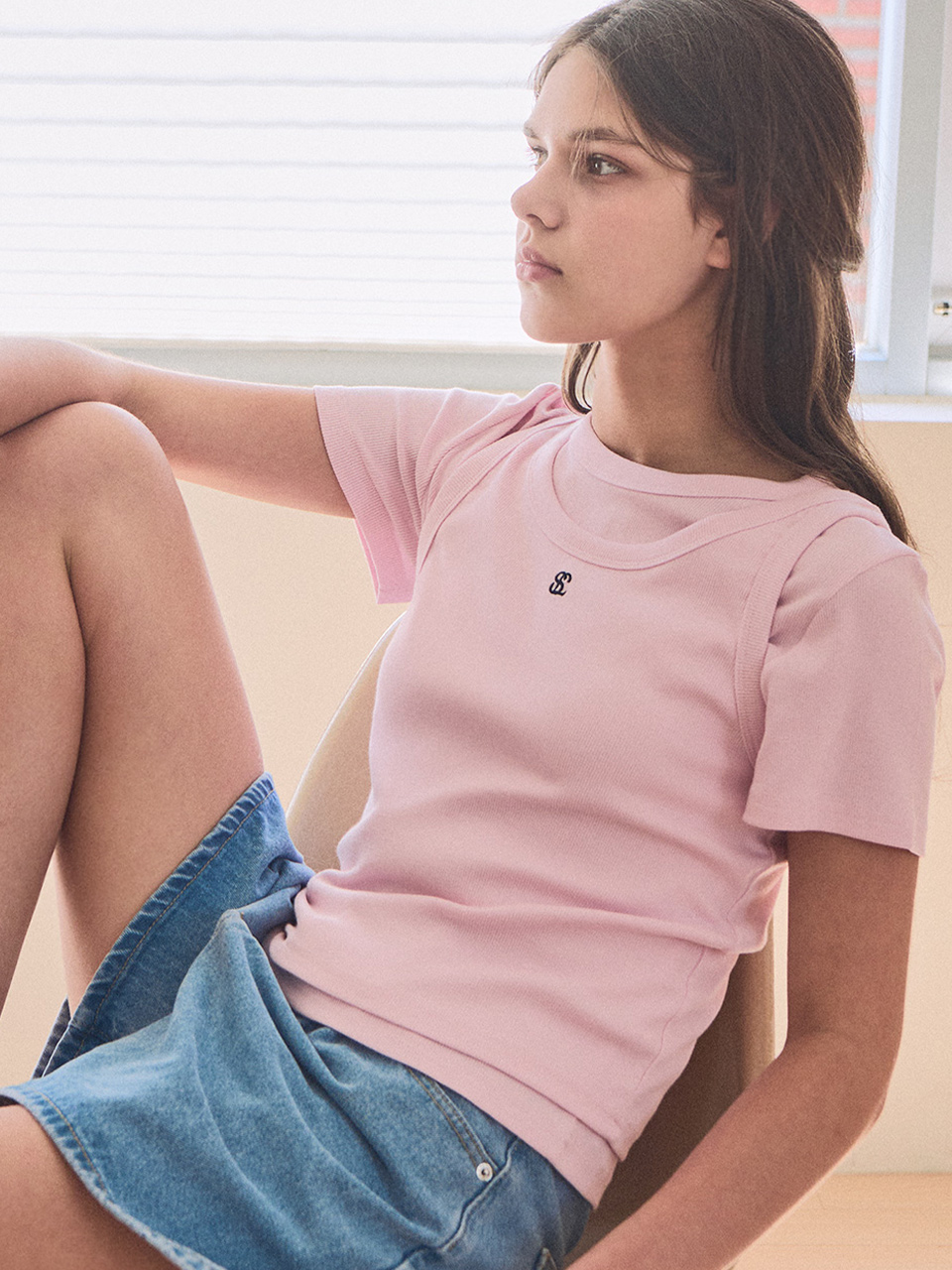 Layered logo tee set_4 Colors