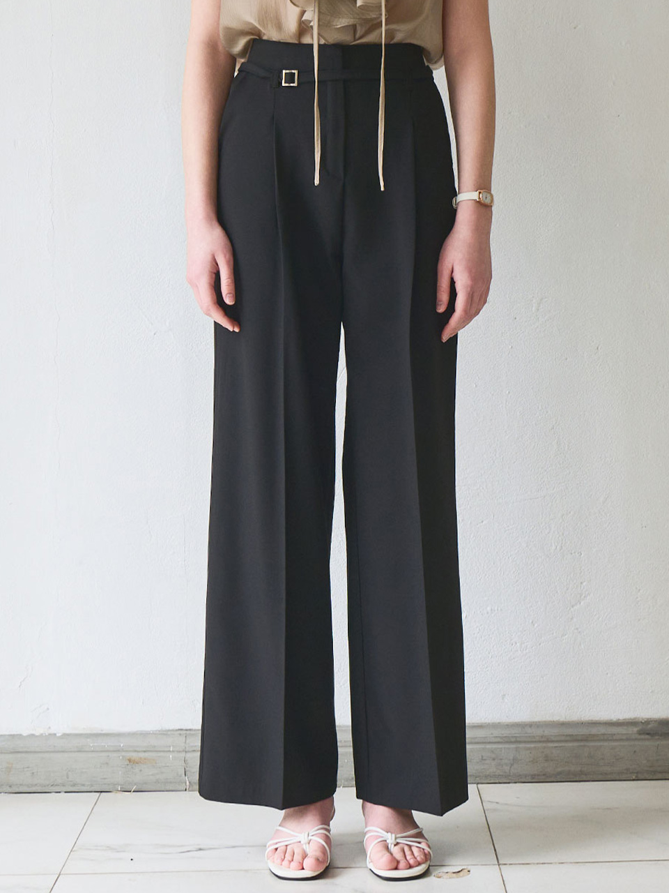 Tie detail wide pants_3 Colors