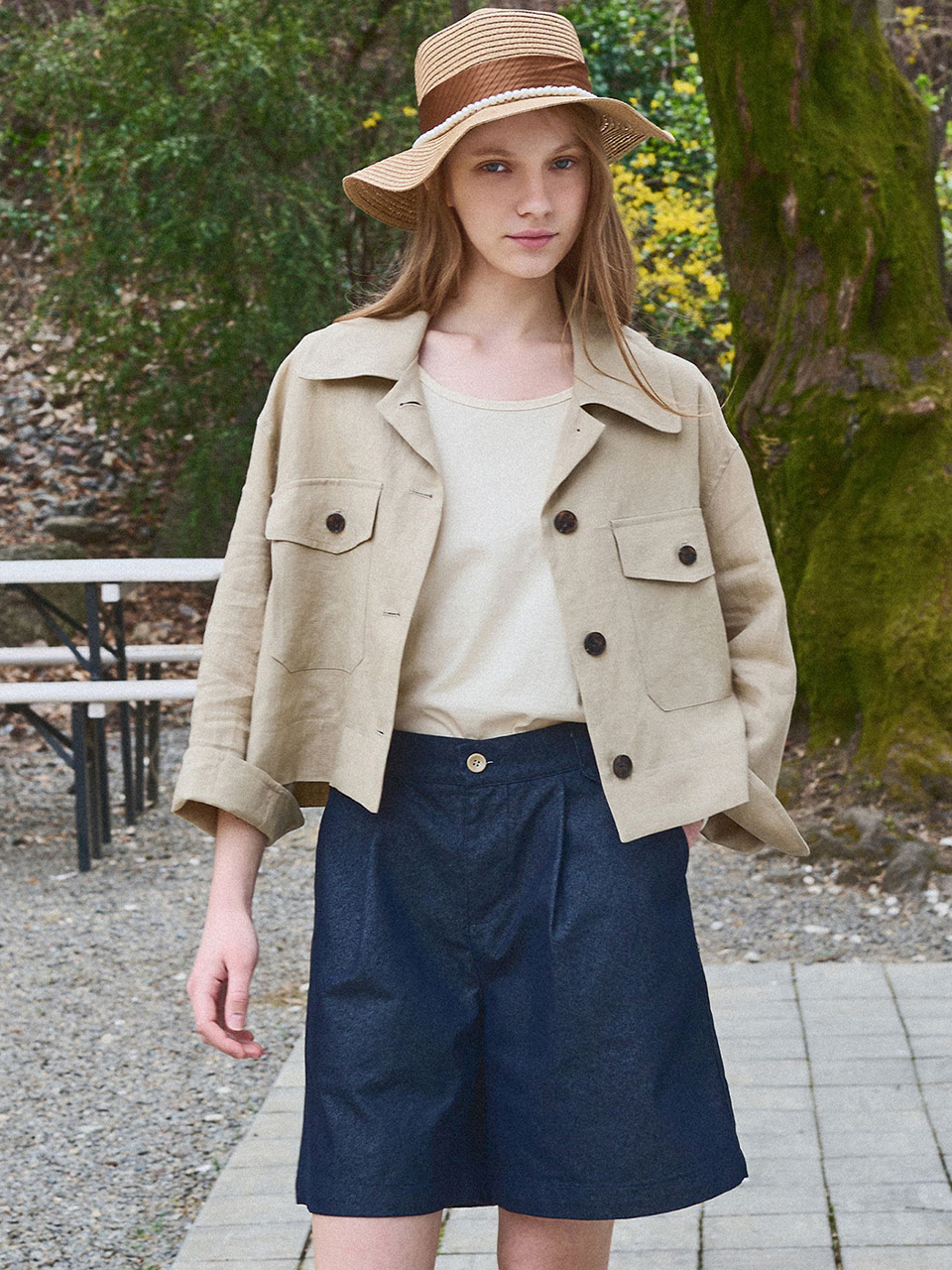 Ease linen crop jacket_2 Colors