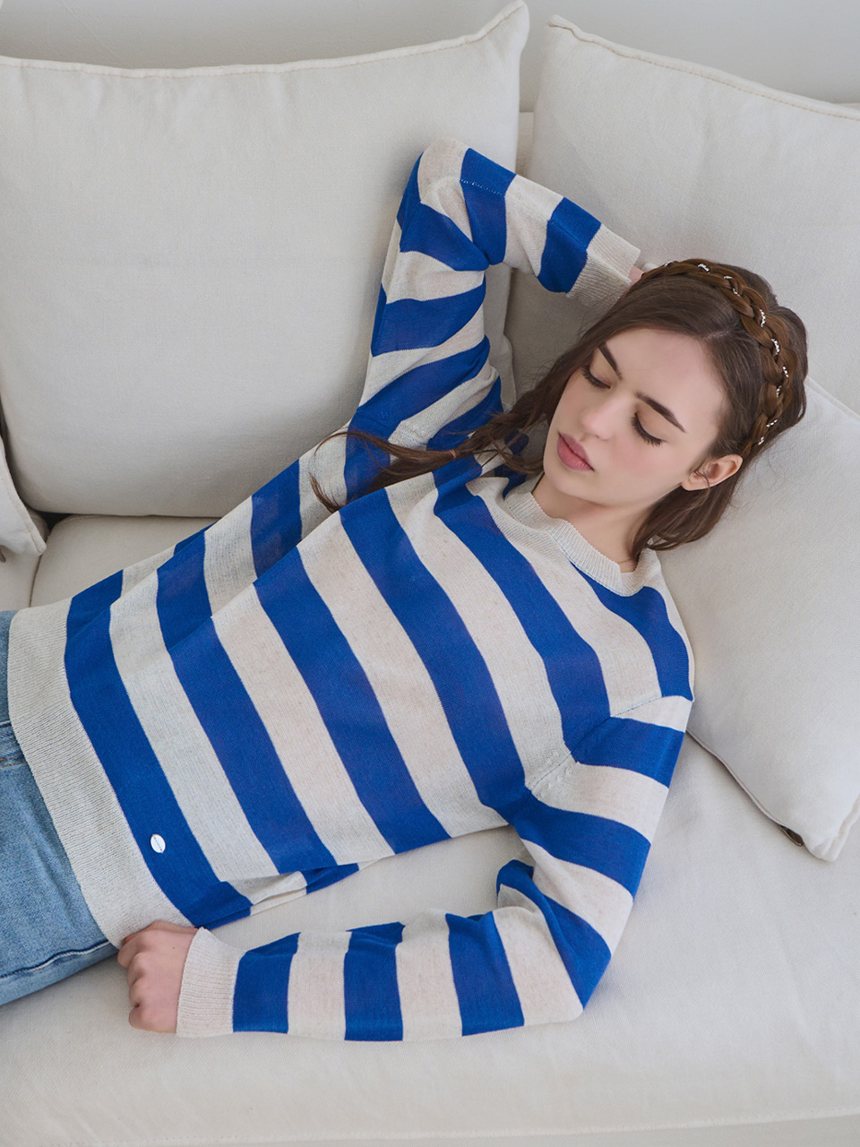 Stripe round-neck knit_4 Colors