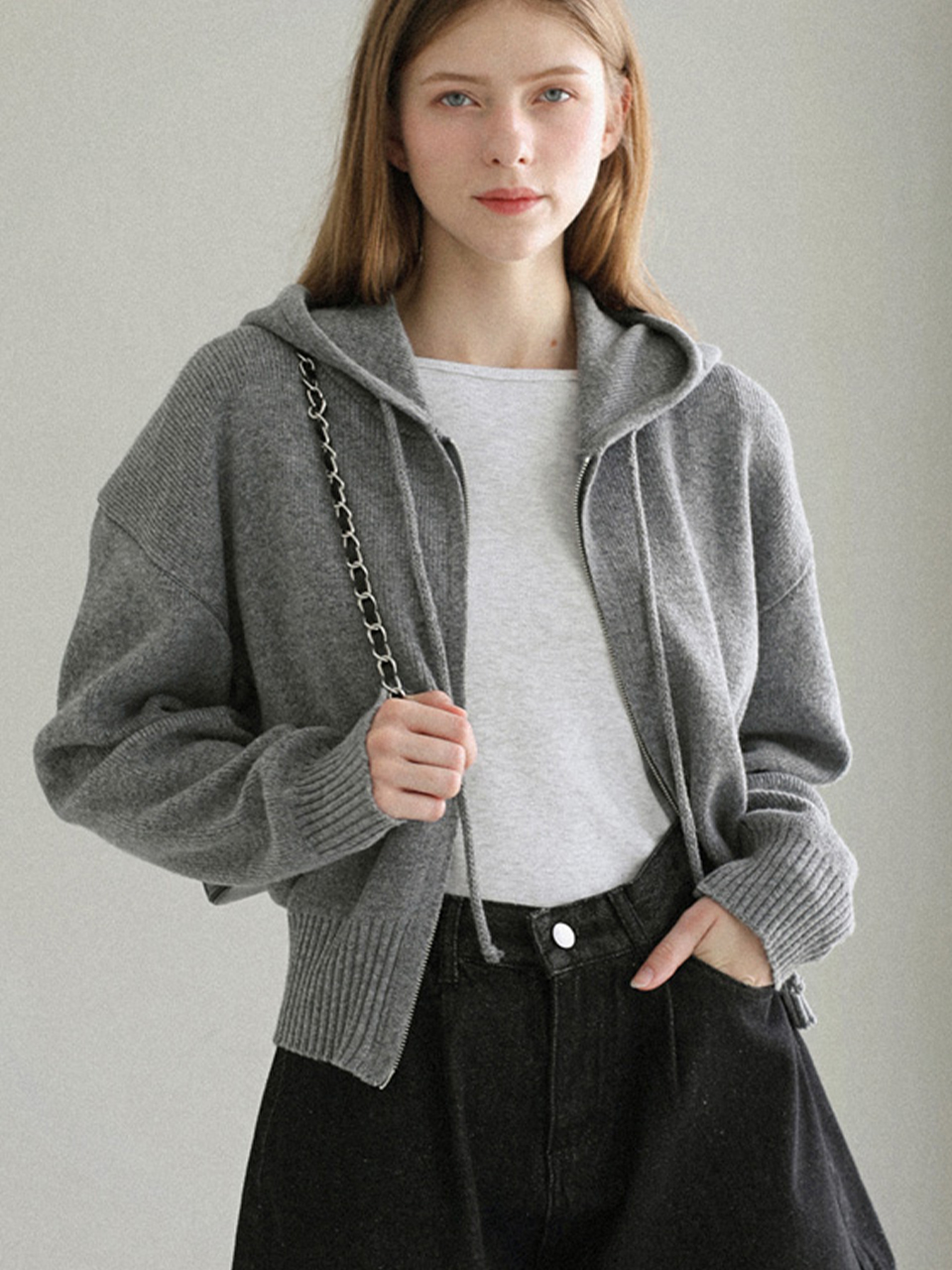 [3th reorder] Cozy knit zip-up hoodie