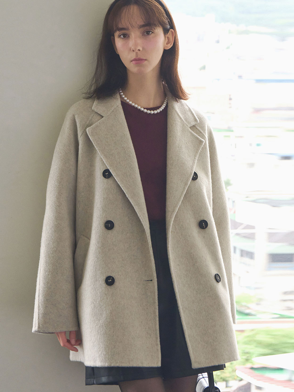 Classic double button handmade coat - Ivory