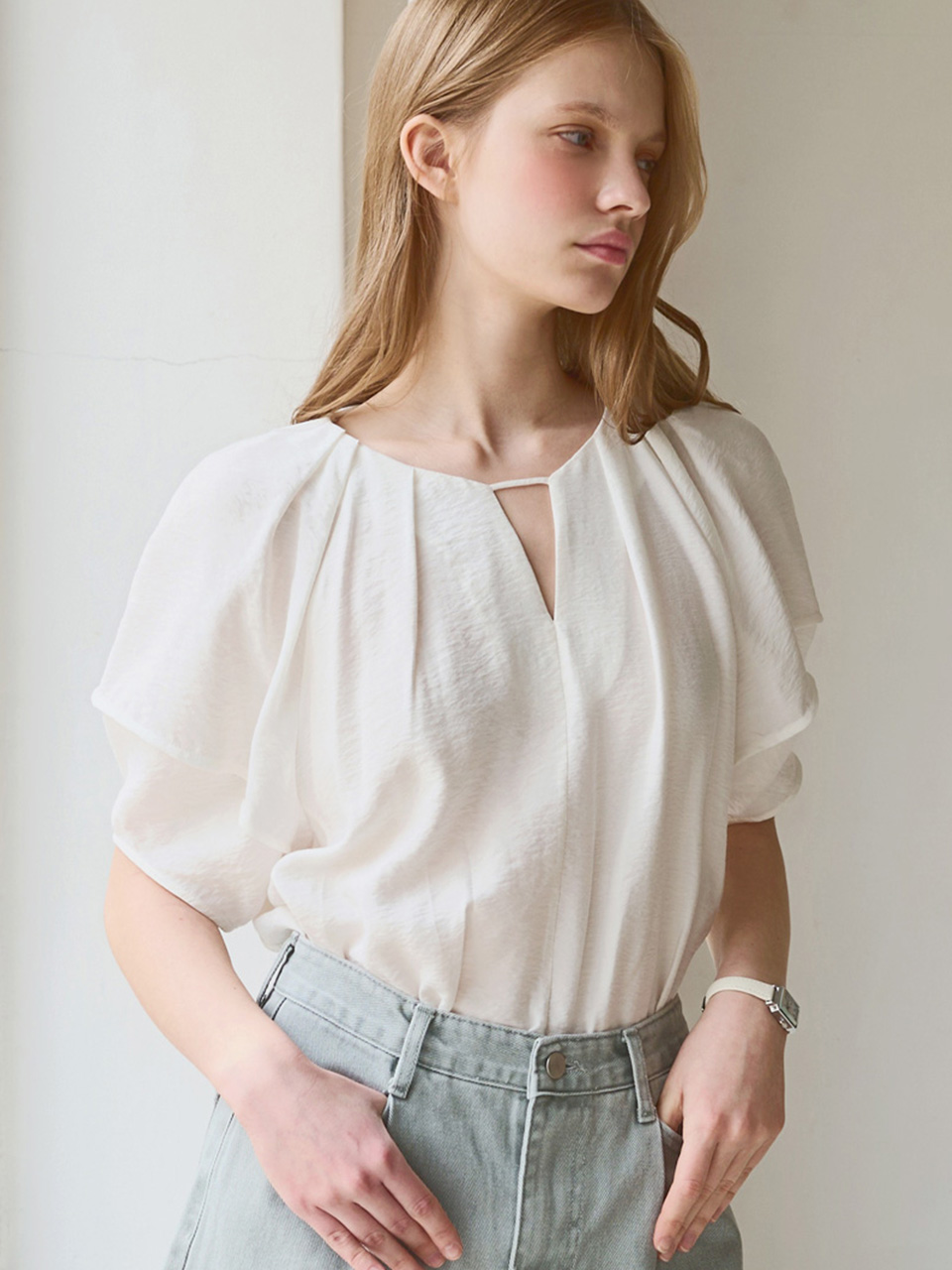 Tuck detail blouse_2 Colors