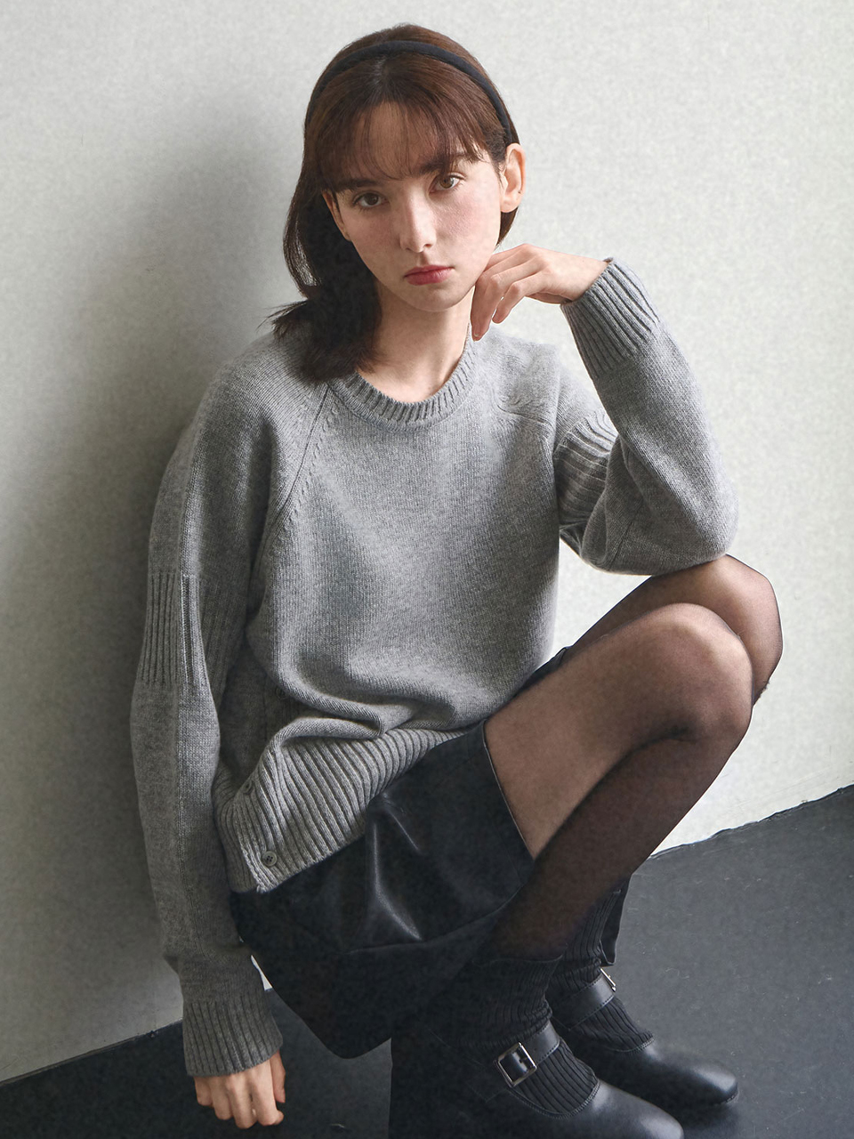 [Wool 50%] Cozy lambswool knit - Gray