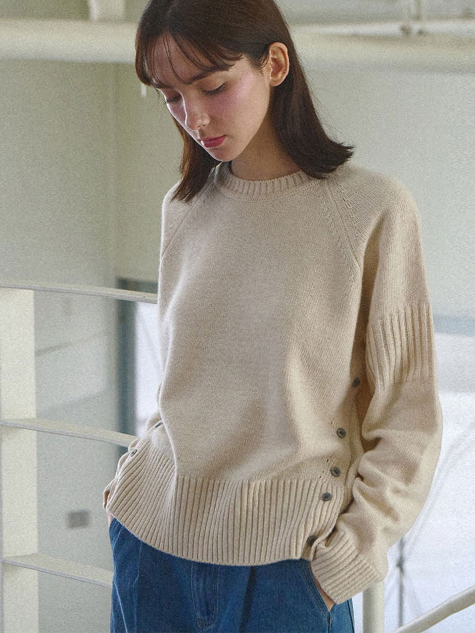 [Wool 50%] Cozy lambswool knit - Ivory