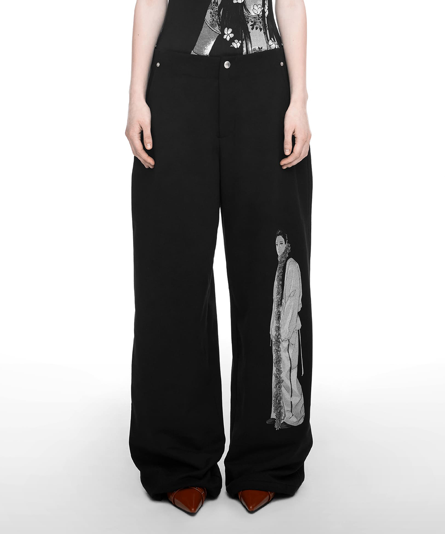 DRAWING SWEAT PANTS (UNISEX) BLACK