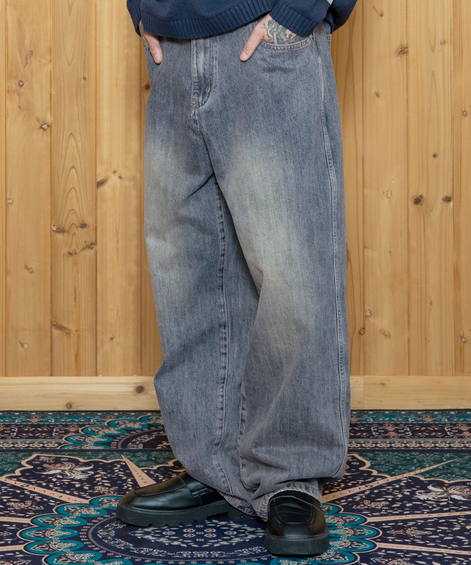 XP307 Heritage Easy Wide Denim Pants (BLUE) | ファッション通販