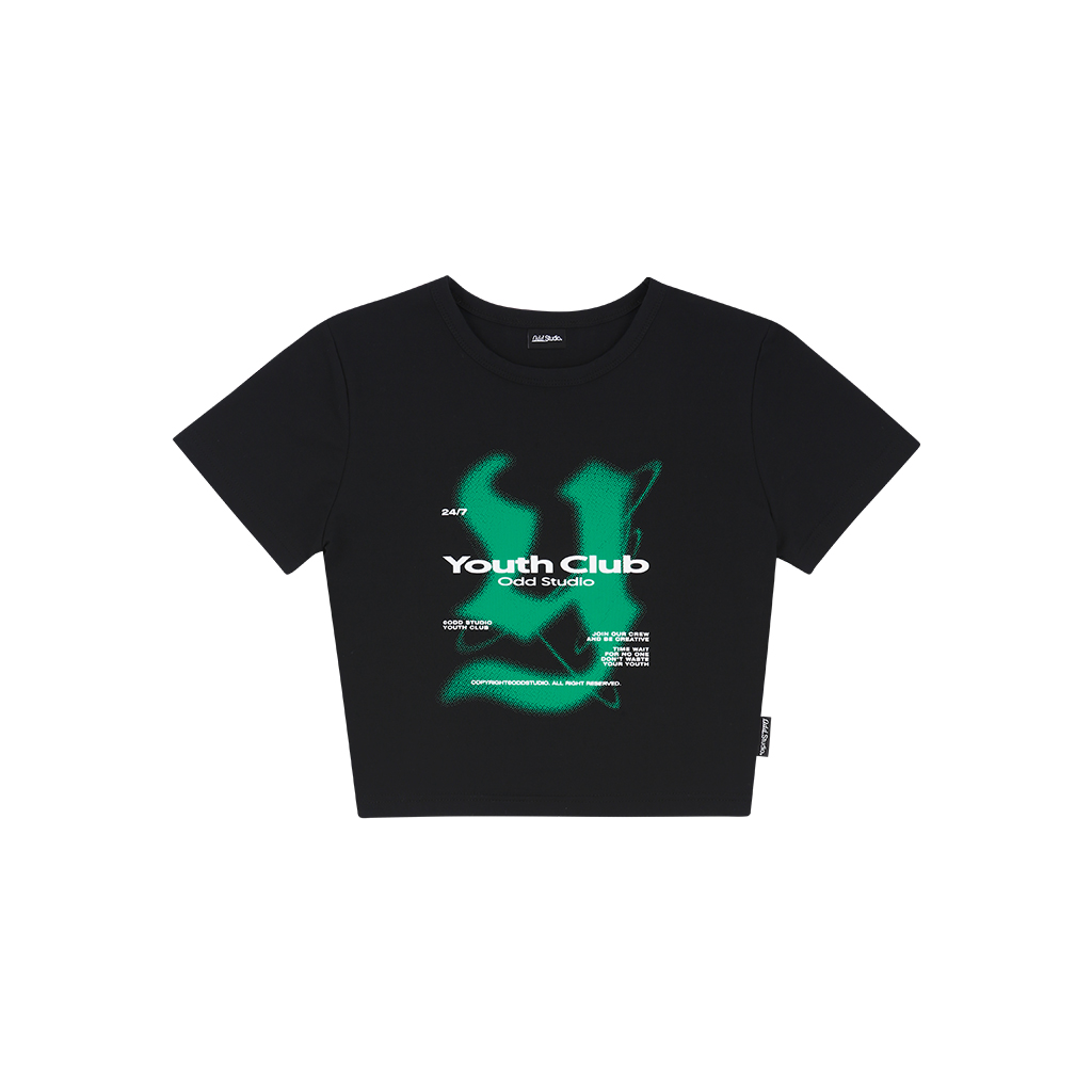 Y logo crop t-shirt - black | ファッション通販サイト NUGU