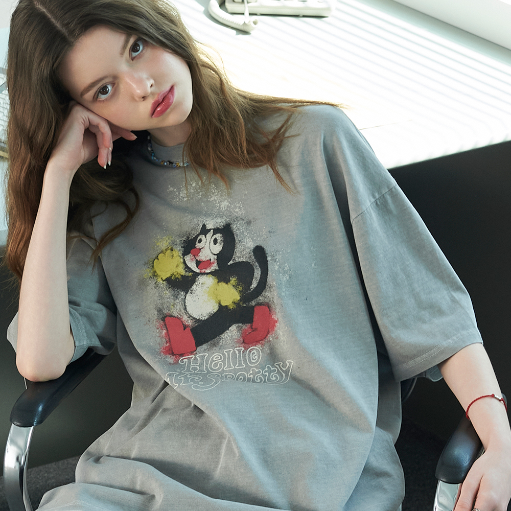 HELLO SPOTTY Pigment Short Sleeve T-Shirt Ghost Gray