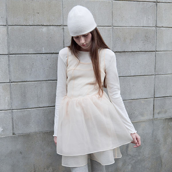 [tokki x rolarola] ORGANZA RIBBON MINI ONEPIECE SALMON