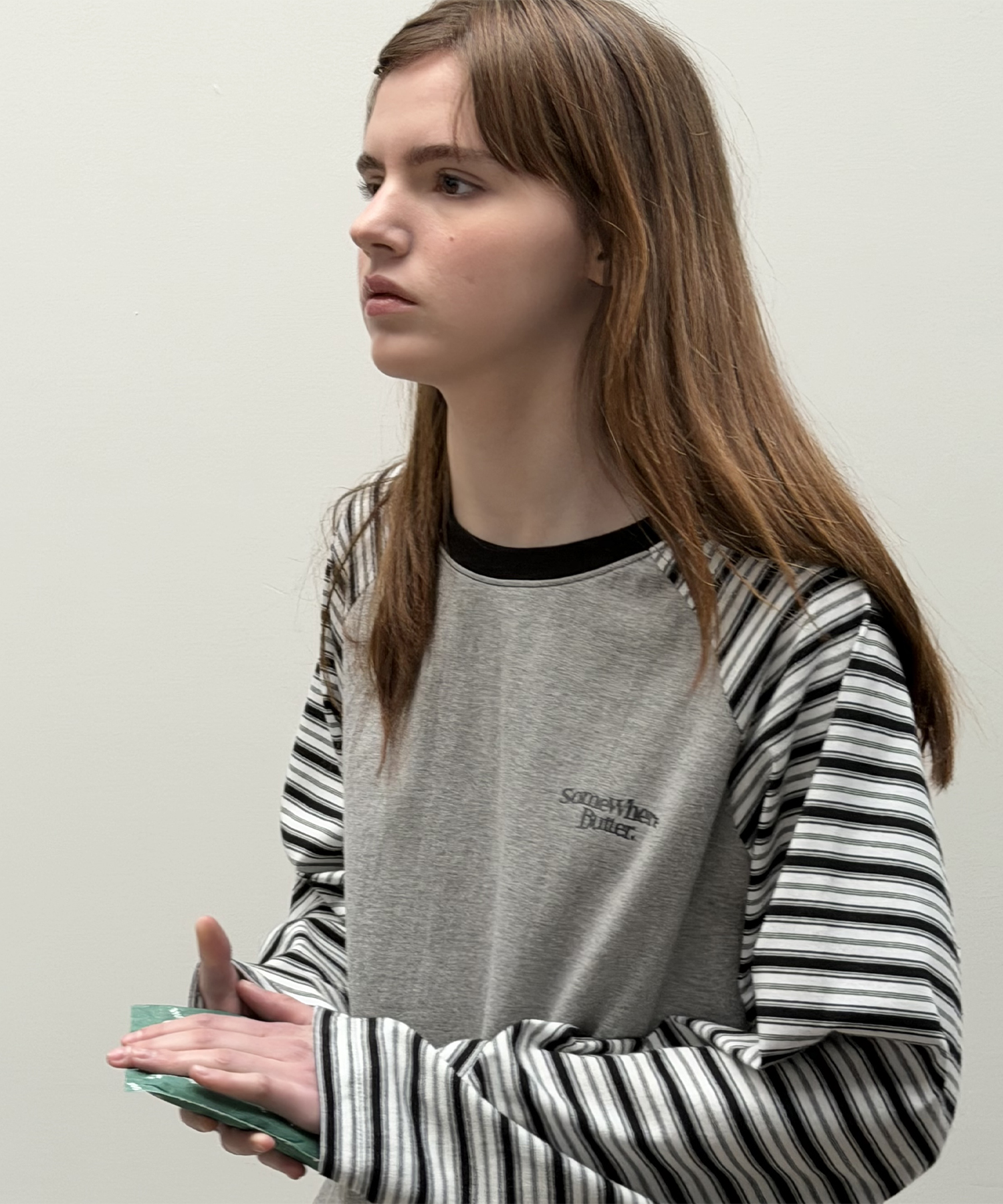 Niro Stripe Raglan Long Top - Grey(Black)