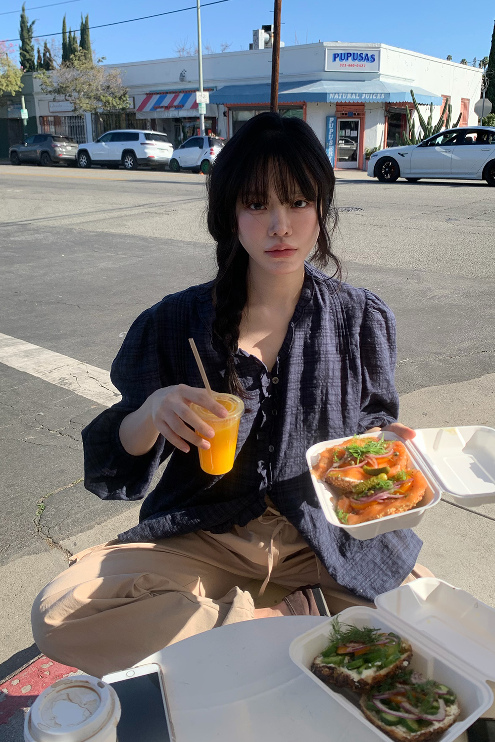 Ruffle shirring blouse_check