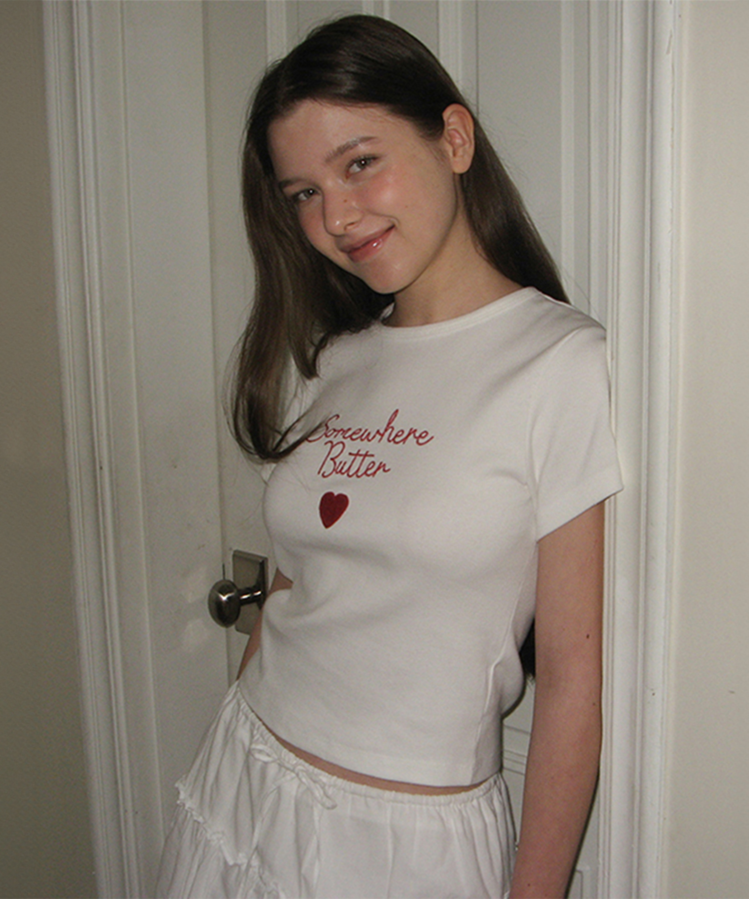 Boucle Heart Logo Top - Ivory