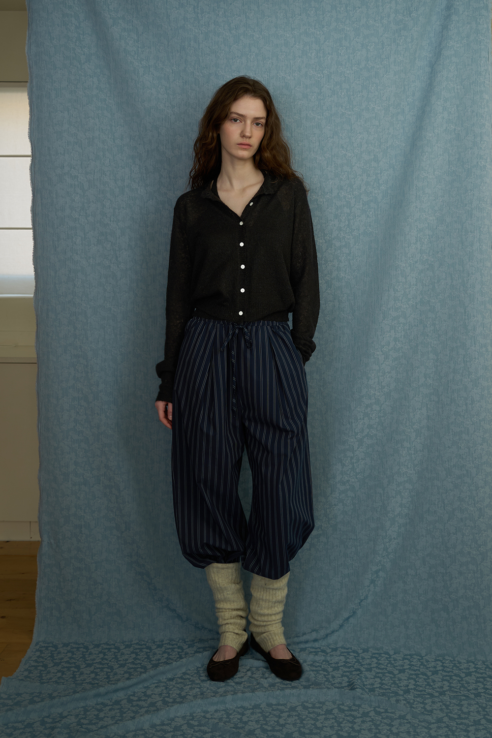 Stripe easy pants_navy