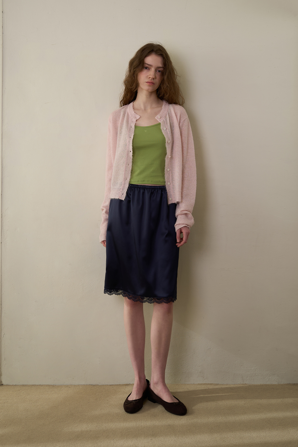 Satin midi skirt_navy