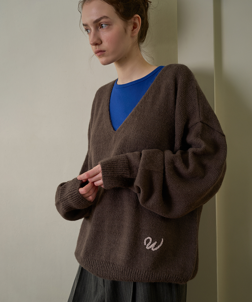 Moa v-neck knit_mocha