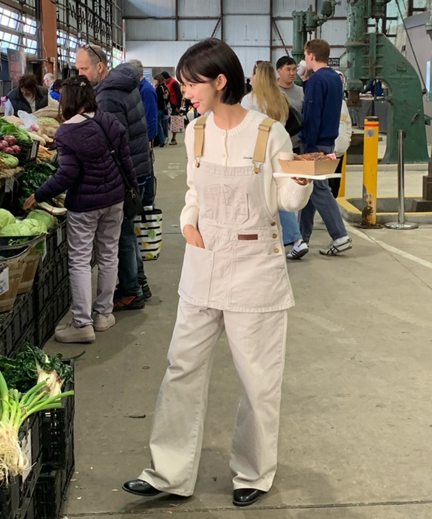 Vintage Combi Cotton Overall-oat beige