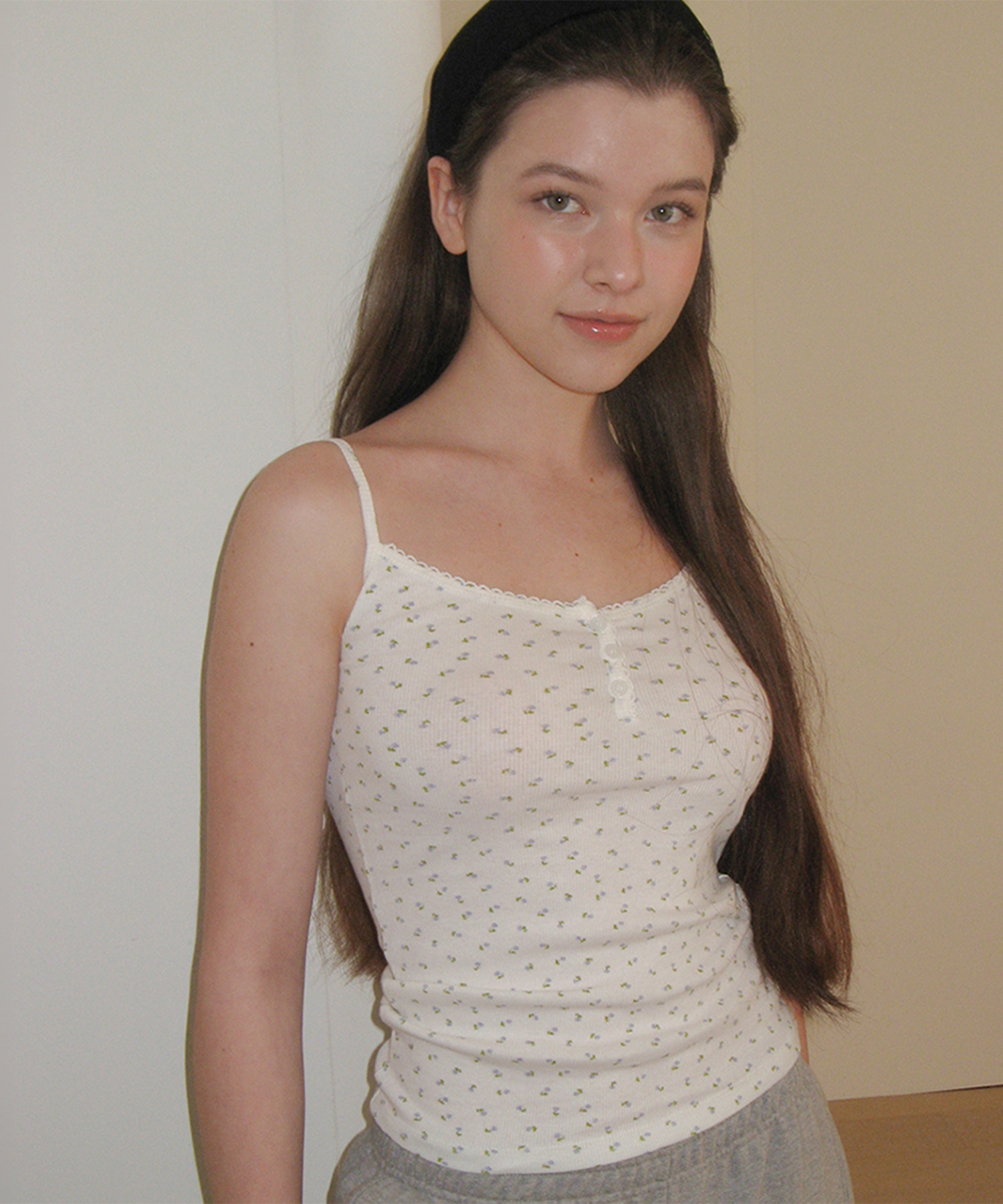 Lace Button Sleeveless - Flower