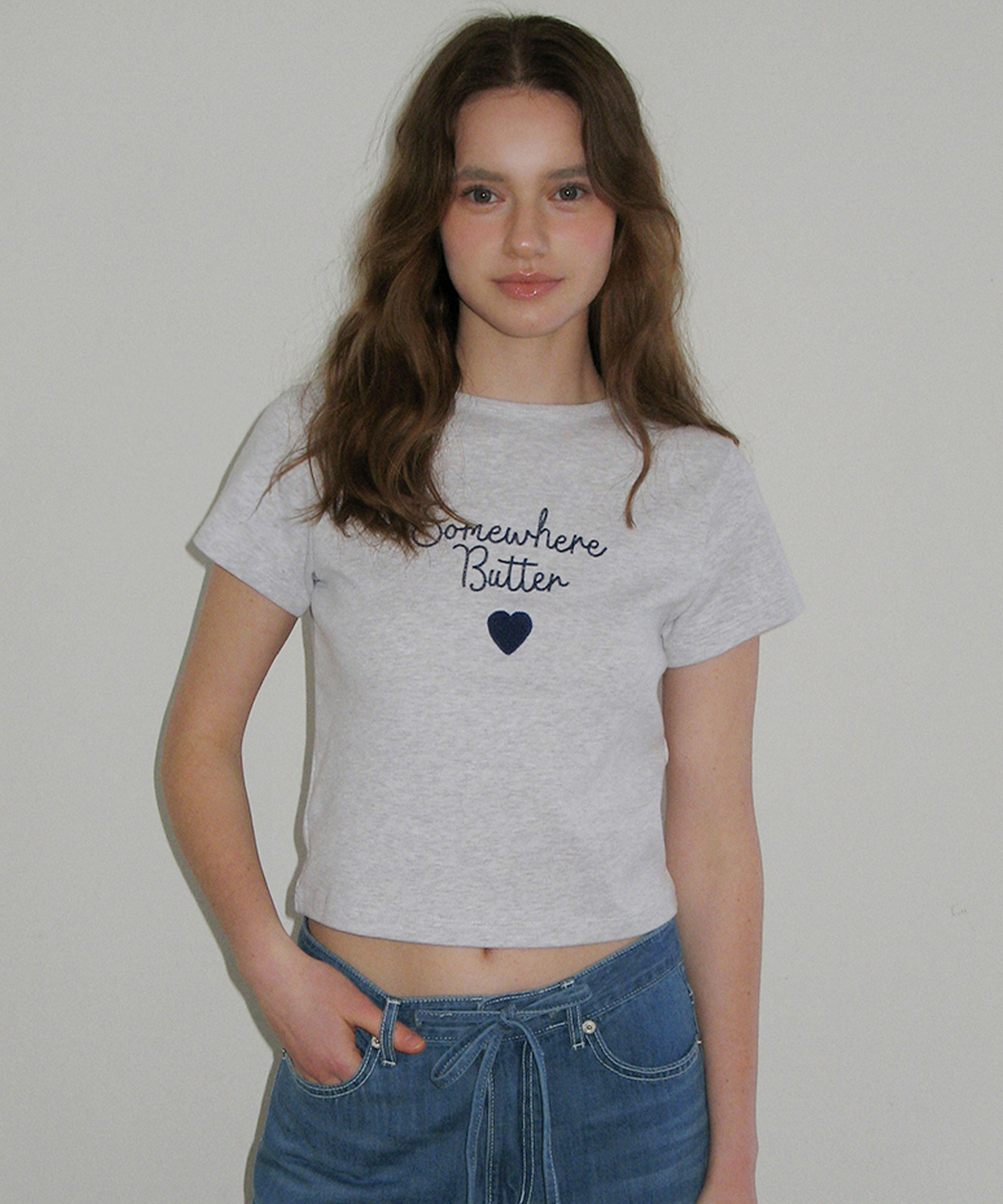 Boucle Heart Logo Top - White Melange