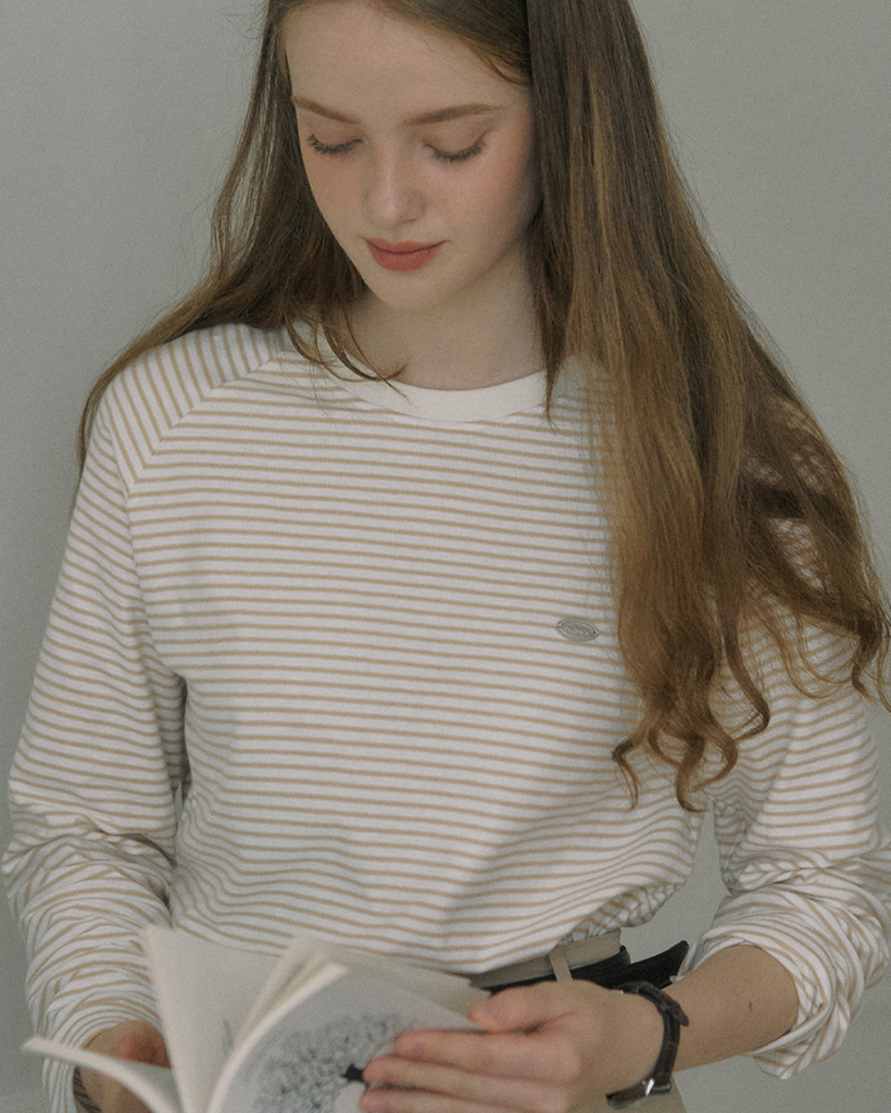 Stripe Raglan T-shirt - Beige