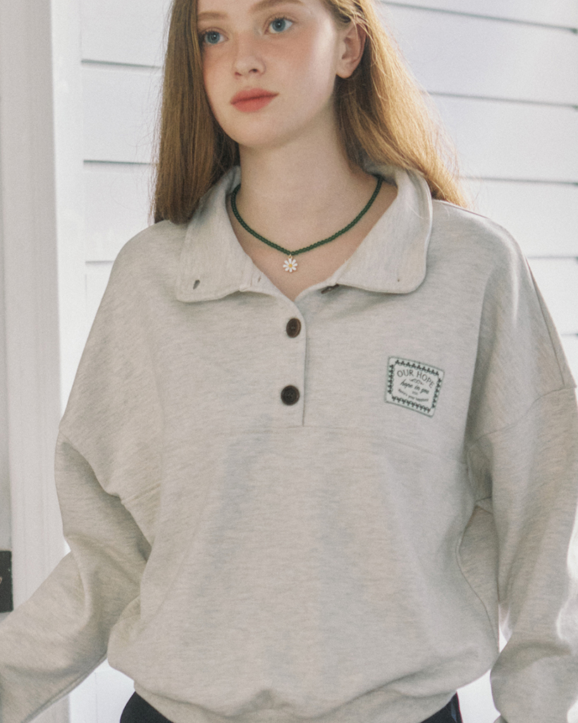 Hope Button-down Sweatshirt - Oatmeal