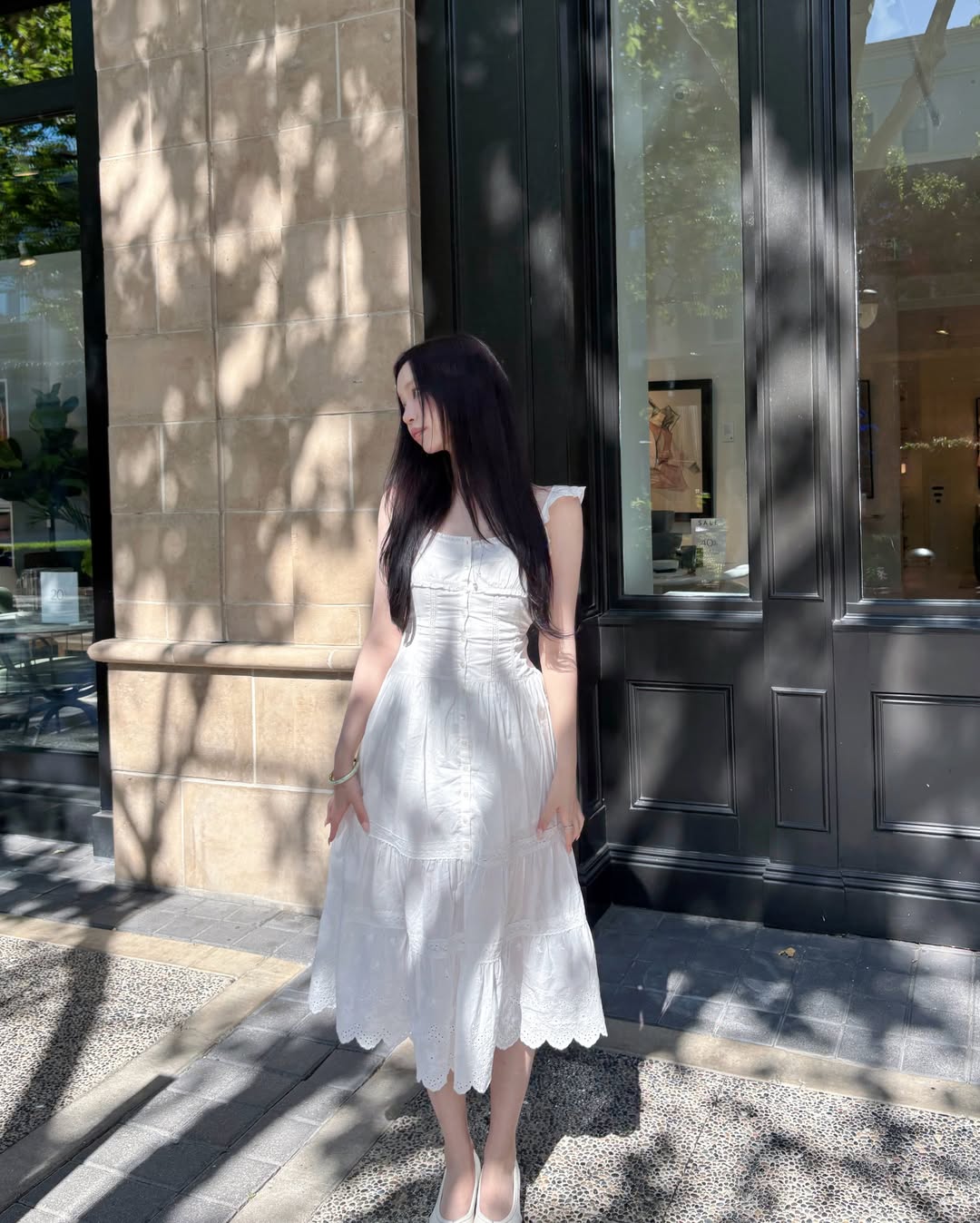 Caron Tiered Sleeveless Dress_White
