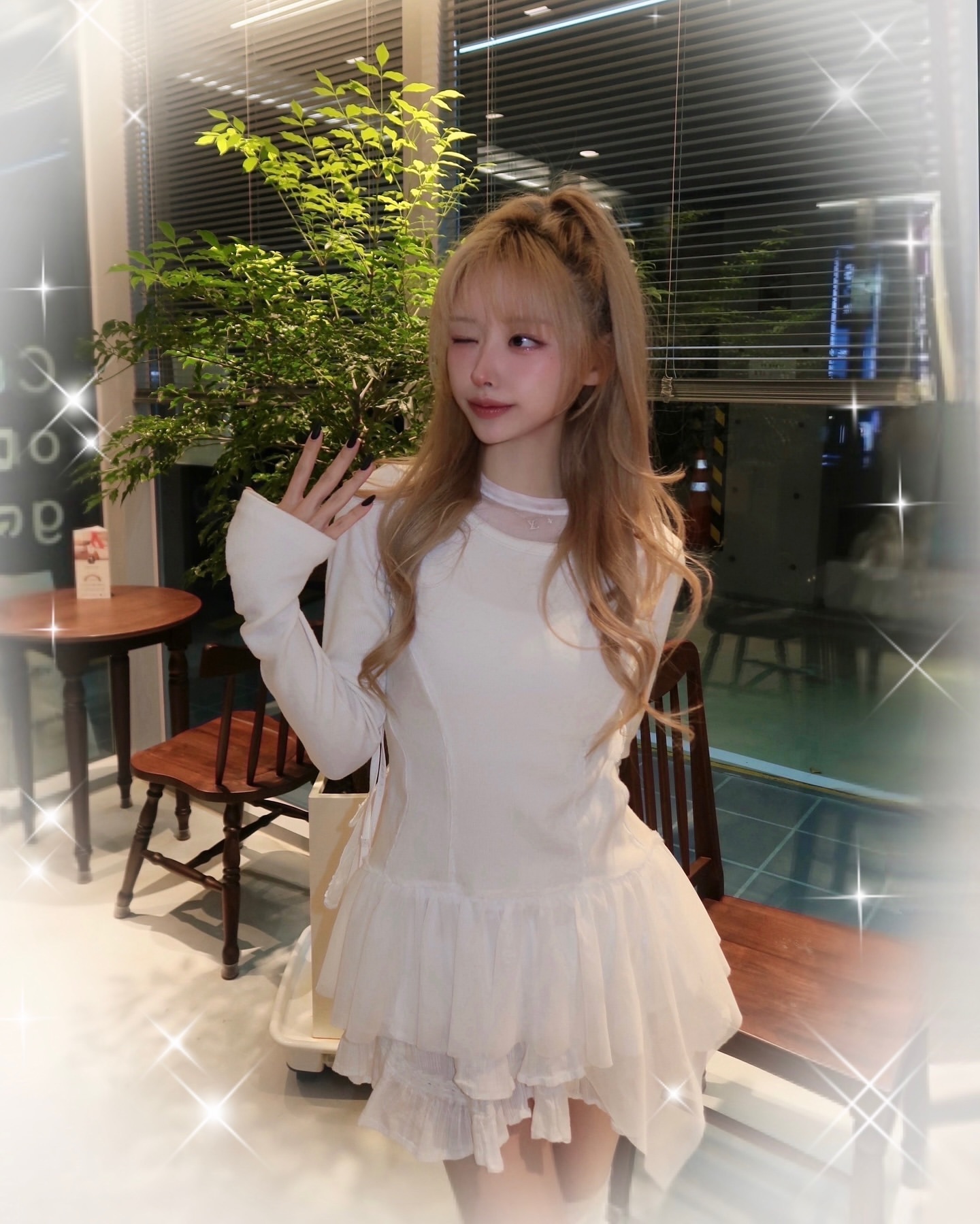 influencer pick] Layered Lace Frill Long Sleeve (FL-137_Cream