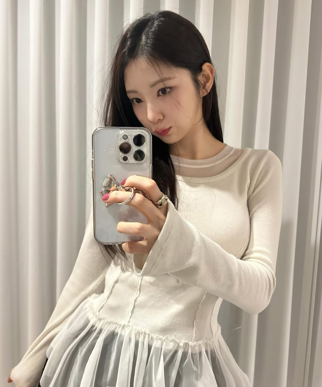 influencer pick] Layered Lace Frill Long Sleeve (FL-137_Cream