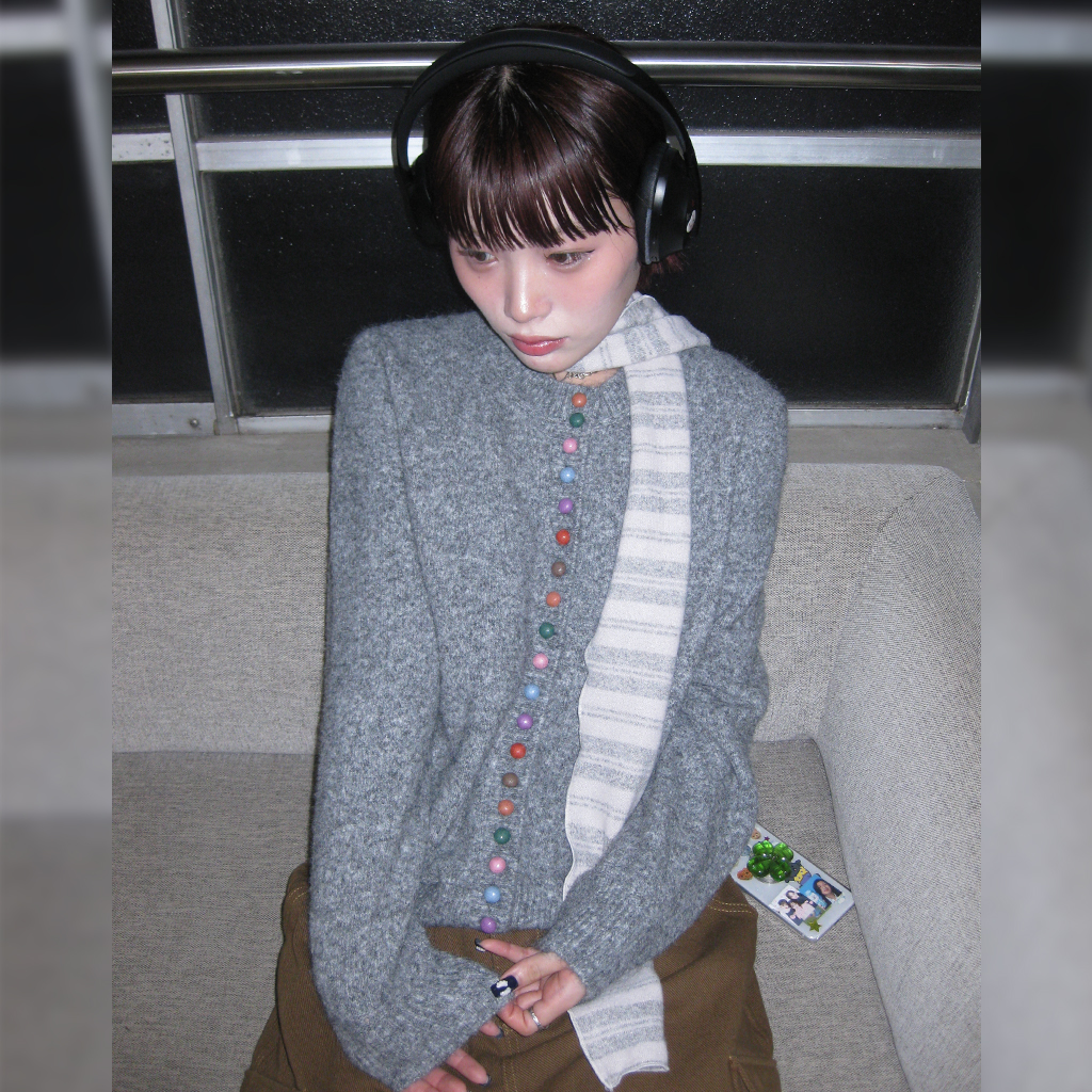 カラフルマメボタンカーディガン