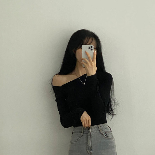 Tシャツ フリル ワンショルダー 3color 韓国 r4-17 frill one shoulder tops / フリルワンショルダートップス