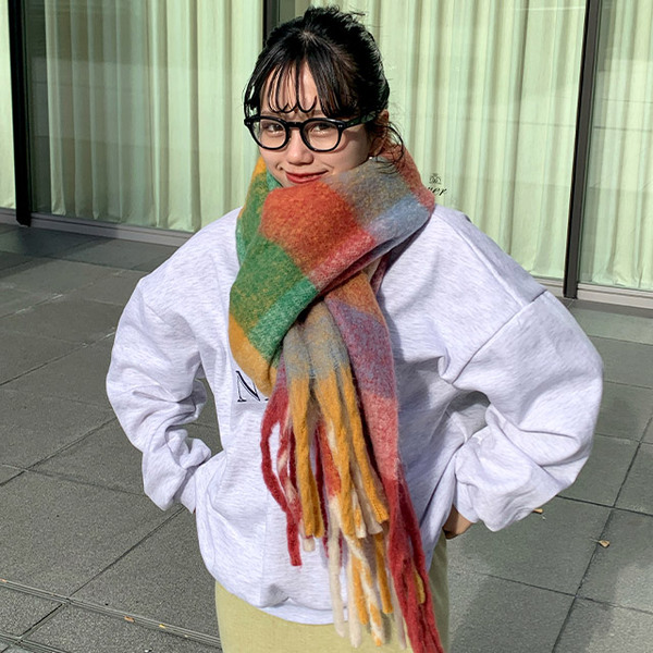 munk pehronen カラフルマフラー 蛍光色のアクリル100%マフラー