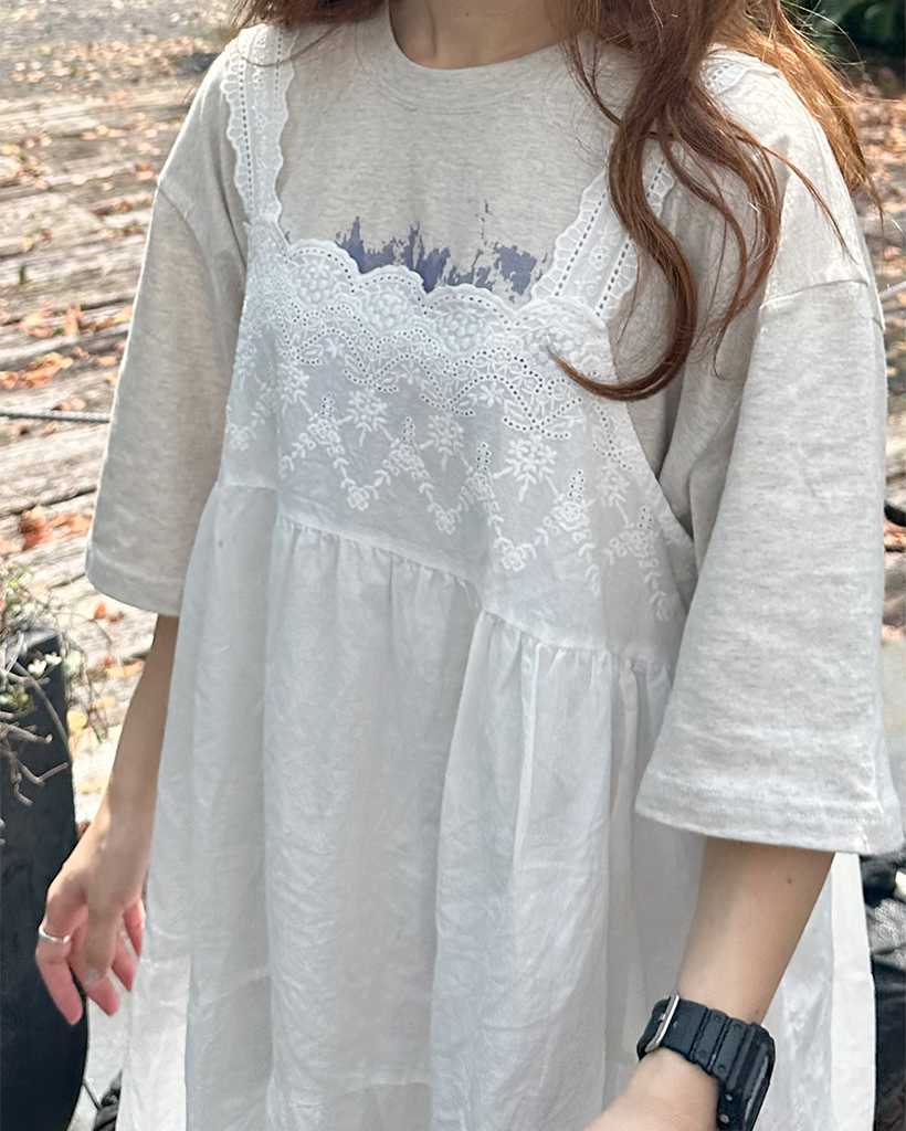 【新品タグ付】Shrimps コットン ミニワンピース 刺繍 オーガンザパネル 新品タグ付】Shrimps コットン ミニワンピース 刺繍 オーガンザパネル