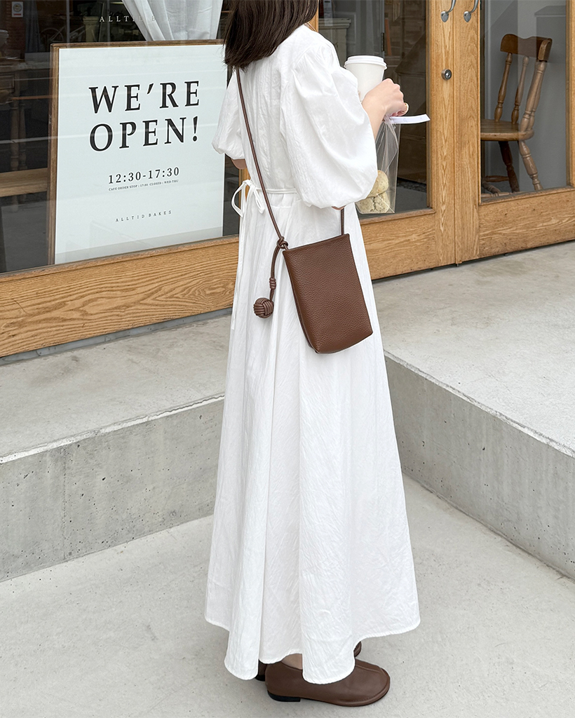 ラウンドネックパフロングワンピース | ファッション通販サイト NUGU