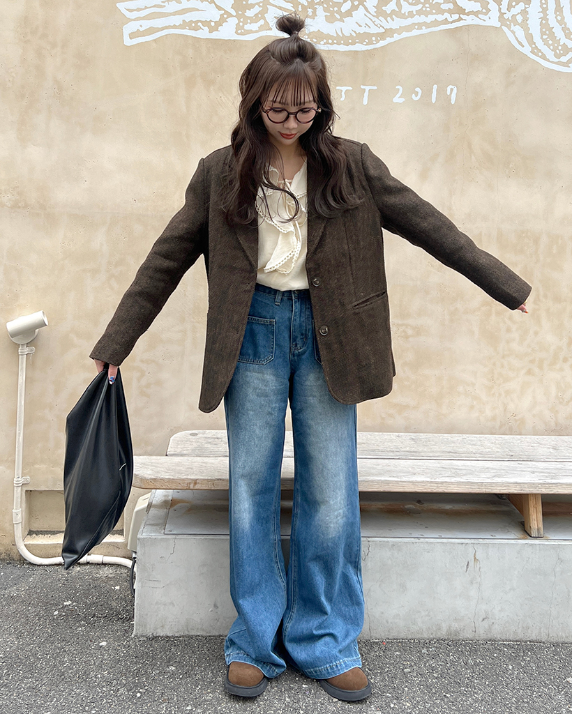 TWW デニム XXS/M ハイウエスト HIGH-END STRAIGHT SLIM デニムパンツ[品番